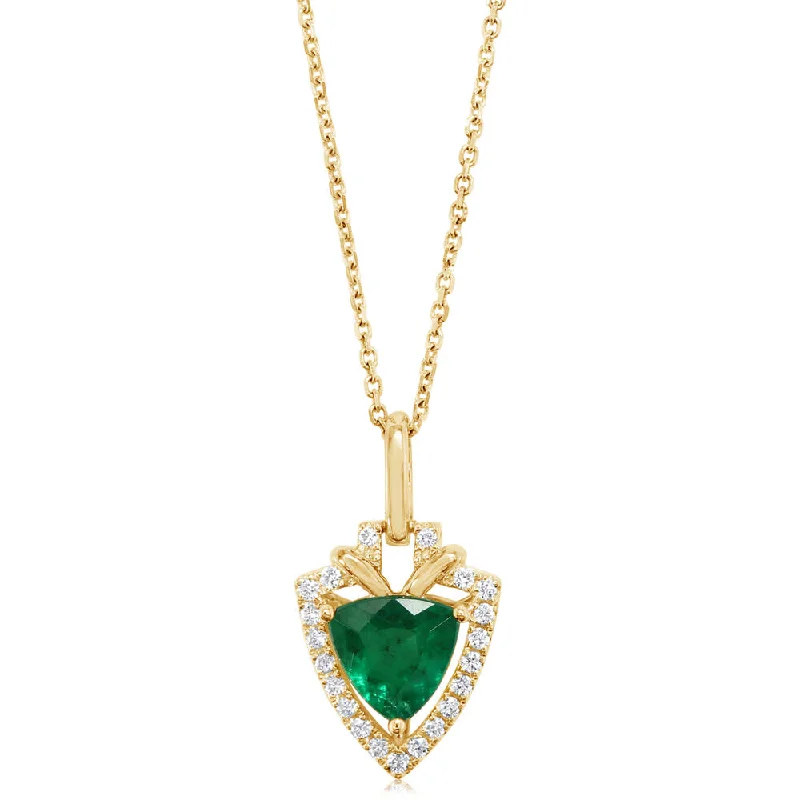 Best necklaces and pendants with turquoise stones for a vibrant boho-chic look-18K Yellow Gold Brazilian Emerald Diamond Pendant