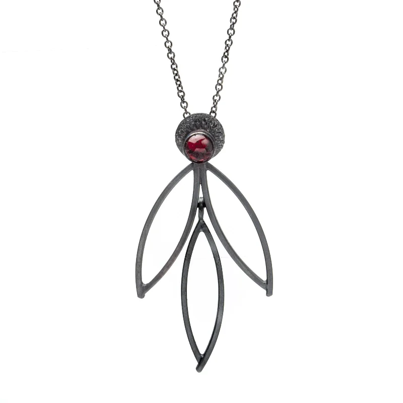 Stunning necklaces and pendants with ruby and diamond combinations for a luxurious effect-Cascading Leaf Necklace with Garnet