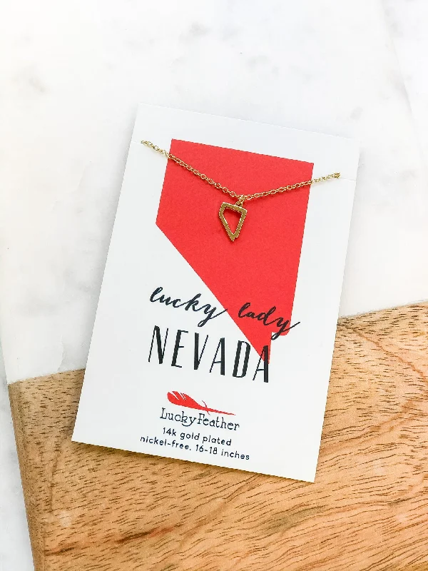 Beautiful necklaces and pendants with natural stones for an earthy, organic vibe-Petite State Outline Pendant Necklaces by Lucky Feather - Nevada