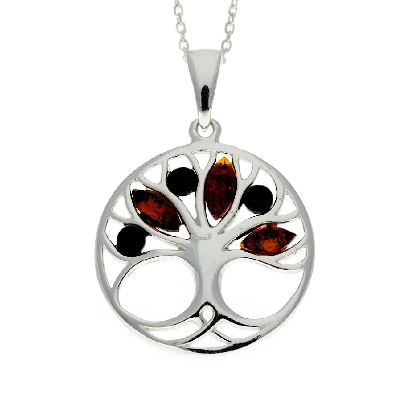 Best necklaces and pendants with intricate filigree for vintage-inspired elegance-Tree of Life Amber Necklace