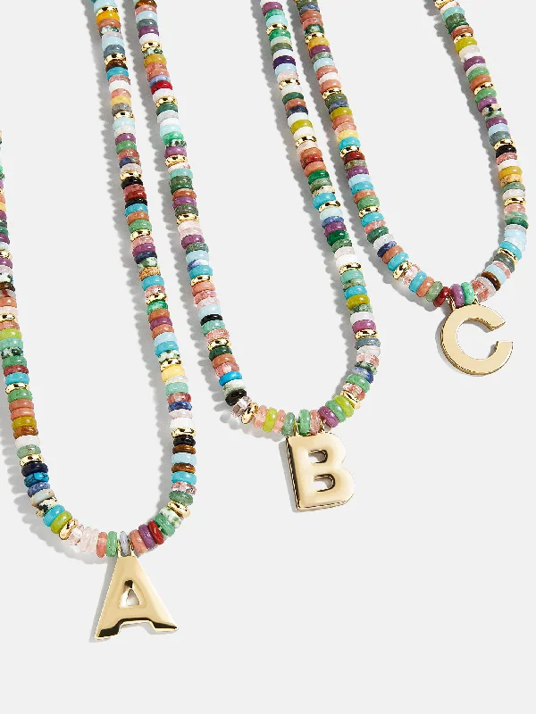 Best necklaces and pendants with silver chains for a sleek, timeless look-Marcella Semi-Precious Initial Necklace - Multi/Gold