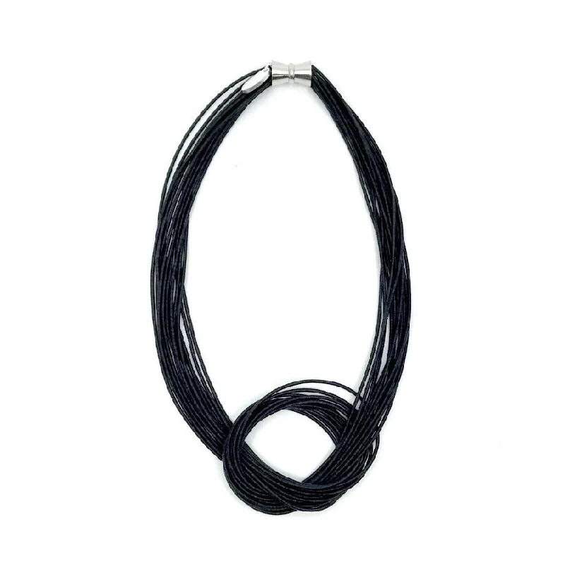 Best necklaces and pendants with adjustable chains for a customizable fit-Black Piano Wire Knot Necklace