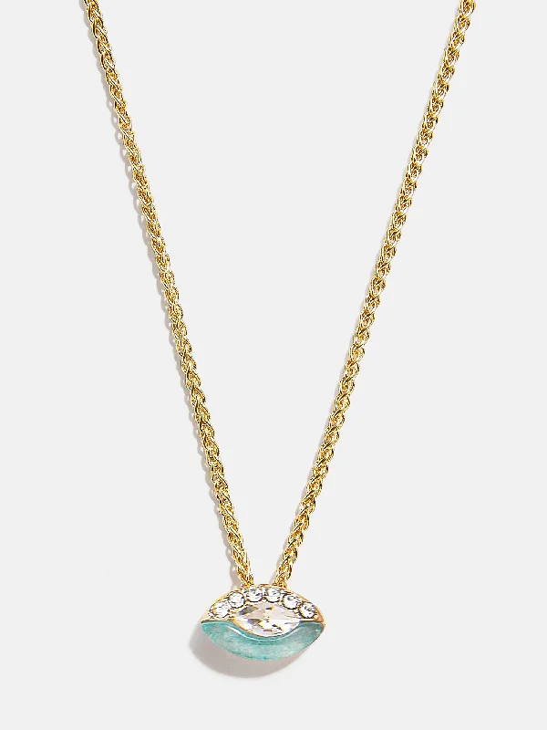 Necklaces and pendants with matching rings for a coordinated set of jewelry-Clove Semi Precious Birthstone Necklace - Aquamarine