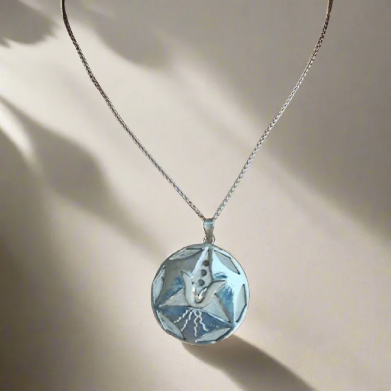 Unique necklaces and pendants with custom birthstone arrangements for personalization-Greek Jewelry, Sterling silver Pendant, Solid silver Pendant, Flower Pendant, Energy Pendant