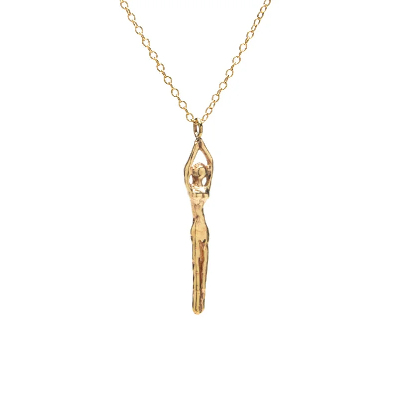 Necklaces and pendants with star-shaped designs for a whimsical, celestial touch-Diving Lady Necklace in Brass