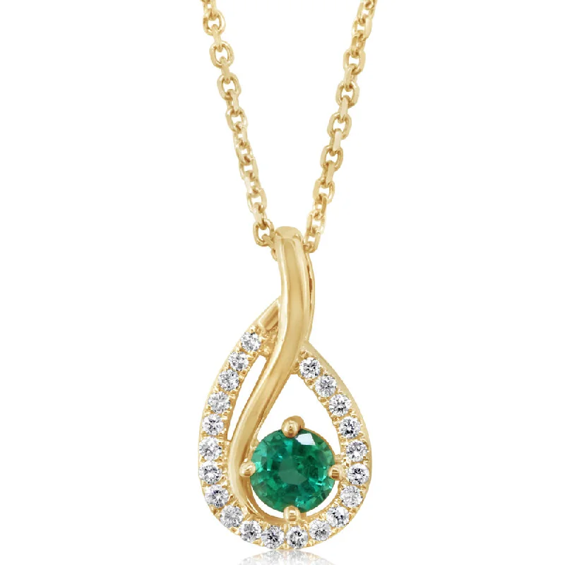 Beautiful necklaces and pendants with moonstone for an ethereal, mystical appearance-14K Yellow Gold Emerald/Diamond Pendant