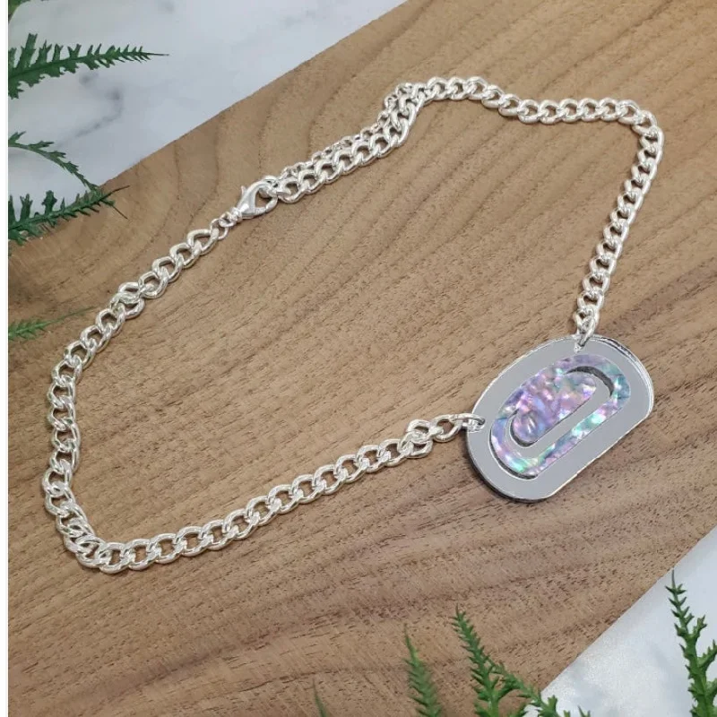 Best necklaces and pendants with vintage coin pendants for a unique accessory-Copper Canoe Woman Choker Abalone Ovoid