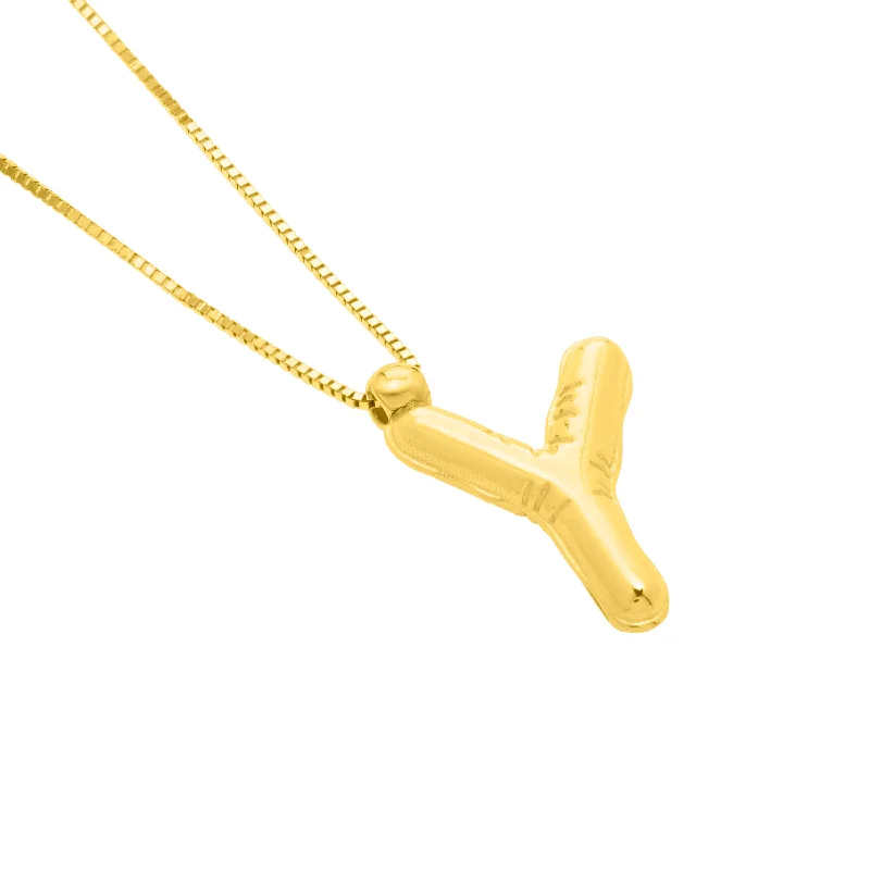 Necklaces and pendants with angel wing motifs for a spiritual, meaningful design-14K Helium Initial Y Pendant