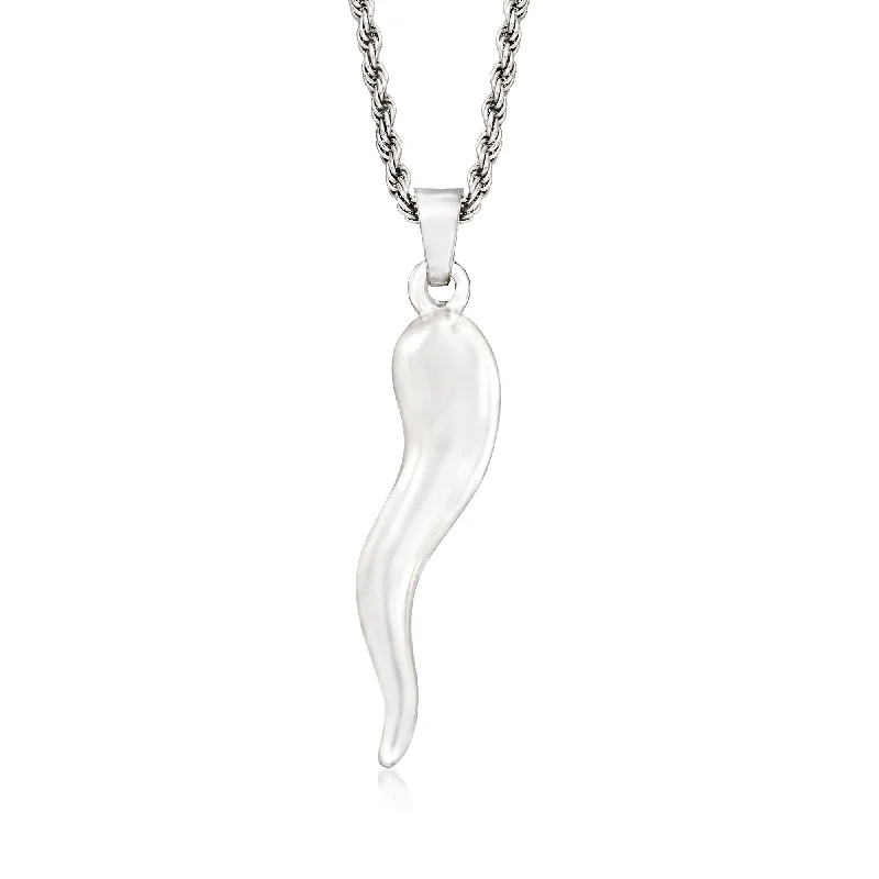 Unique necklaces and pendants with gemstones for a colorful and vibrant statement-Ross-Simons Men's Sterling Silver Italian Horn Pendant Necklace