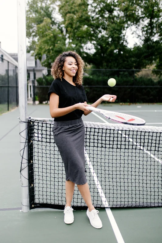 Plus size dresses with simple cuts stay timeless -'Alexa' Athletic Skort in Warm Charcoal FINAL SALE