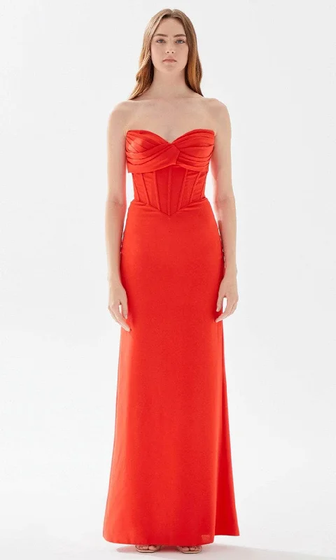 Plus size dresses featuring mesh overlays feel chic -Tarik Ediz 52075 - Bustier Sheath Prom Dress