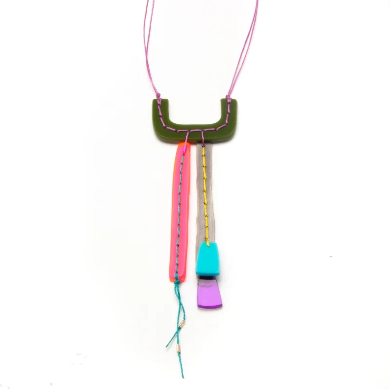 Beautiful necklaces and pendants with geometric shapes for a modern, artistic design-Multicolor Stitched Necklace