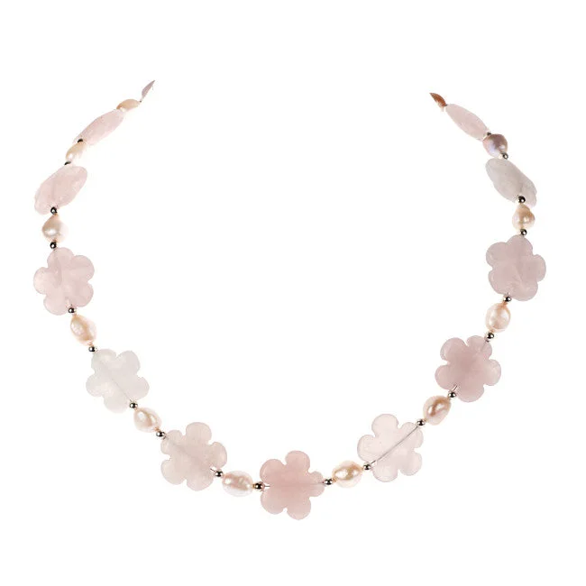 Best necklaces and pendants with gemstone clusters for a bold and colorful effect-Rose Quartz Sakura Cherry Blossom Necklace