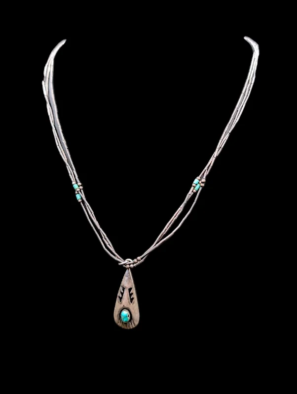 Best necklaces and pendants with adjustable chains for a customizable fit-Vintage Navajo Inspired Sterling Silver and Genuine Turquoise Bead Necklace