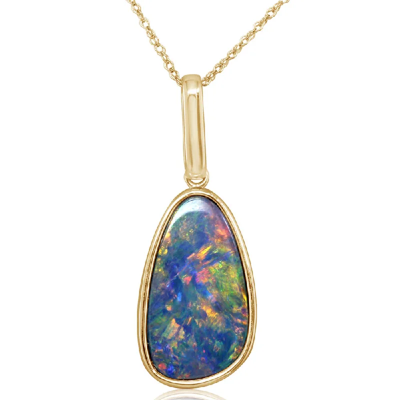 Best necklaces and pendants with butterfly pendants for a delicate, light style-14K Yellow Gold Australian Opal Doublet Pendant