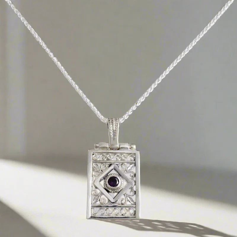 Necklaces and pendants with lock and key designs for a symbolic gesture-Byzantine pendant in Sterling silver (PE-82)