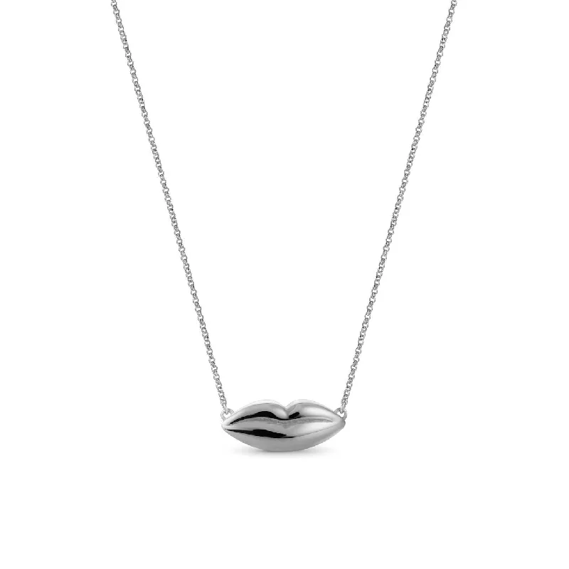 Best necklaces and pendants with personalized coordinates for a special keepsake-Dalí Lips Necklace - Platinum Plated Silver