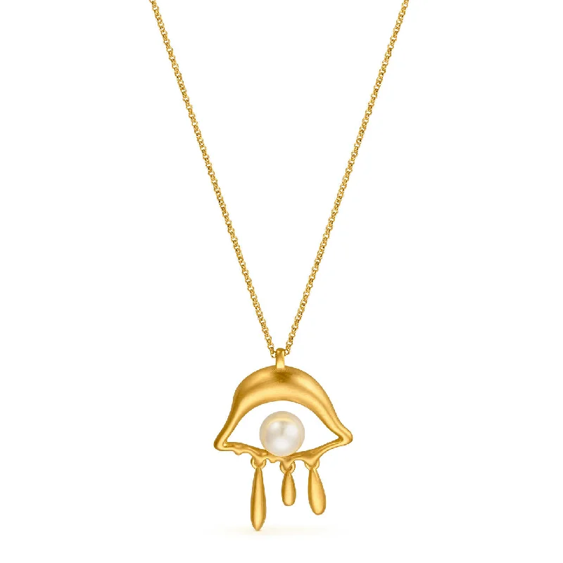 Stunning necklaces and pendants with aquamarine stones for a serene effect-Dalí Melting Eye Necklace