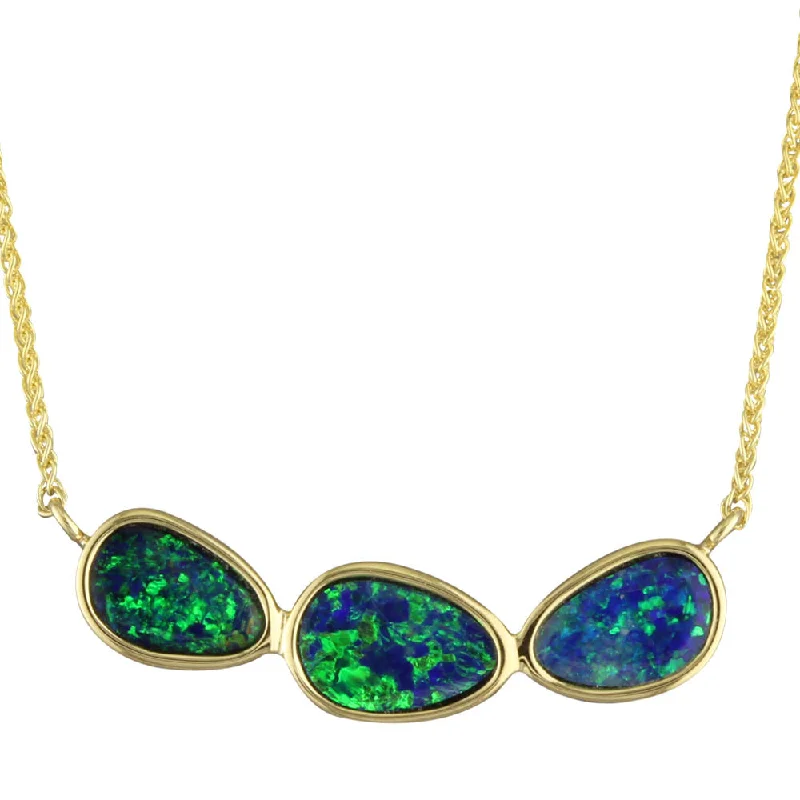 Necklaces and pendants with celestial starburst designs for a radiant look-14K Yellow Gold Australian Opal Doublet Necklace