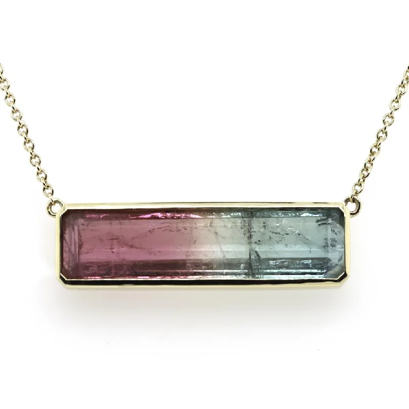 Necklaces and pendants with lock and key designs for a symbolic gesture-Tourmaline Bar Necklace