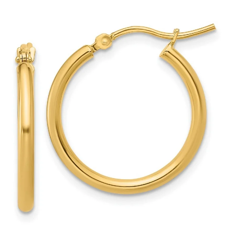 Best hoop earrings with matte finish for a sophisticated, understated design-Curata 14k Yellow Gold Polished Hinged 20x2mm Hoop Earrings