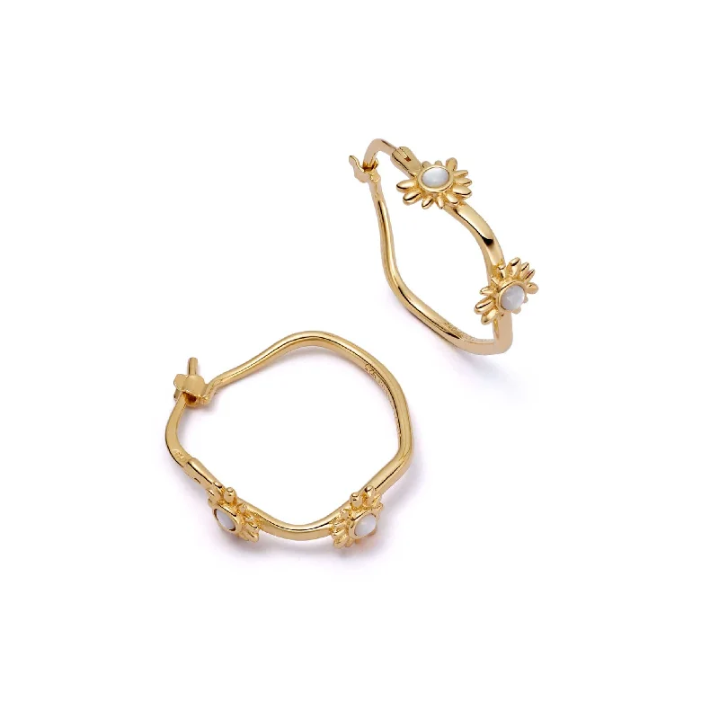 Best hoop earrings with snake-inspired designs for an edgy and fierce vibe-Daisy Organic Mother of Pearl Hoop Earrings 18ct Gold Plate