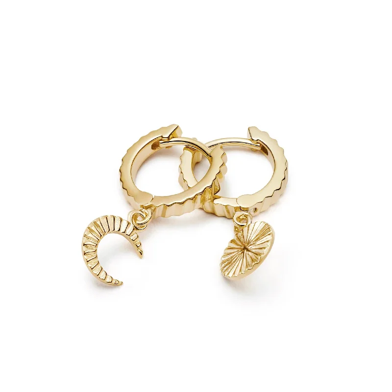 Best hoop earrings with detachable studs for a versatile and adjustable accessory-Estée Lalonde Luna Huggie Charm Earrings 18ct Gold Plate