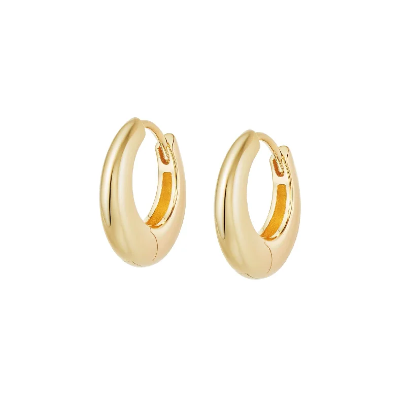 Best hoop earrings with geometric cuts for a sharp, modern appeal-Estée Lalonde Midi Dome Hoop Earrings 18ct Gold Plate