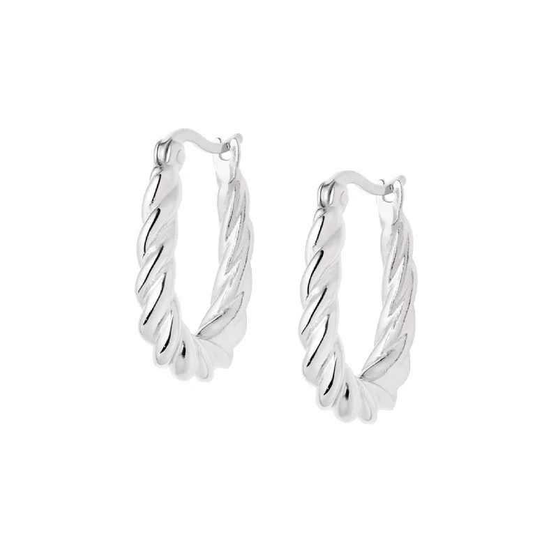 Hoop earrings with oversized pearl accents for a statement-making look-Rope Creole Hoop Earrings Sterling Silver